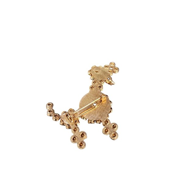 Vintage Unsigned Riveted Rhinestone Poodle Brooch (A4039) - Picture 4 of 5